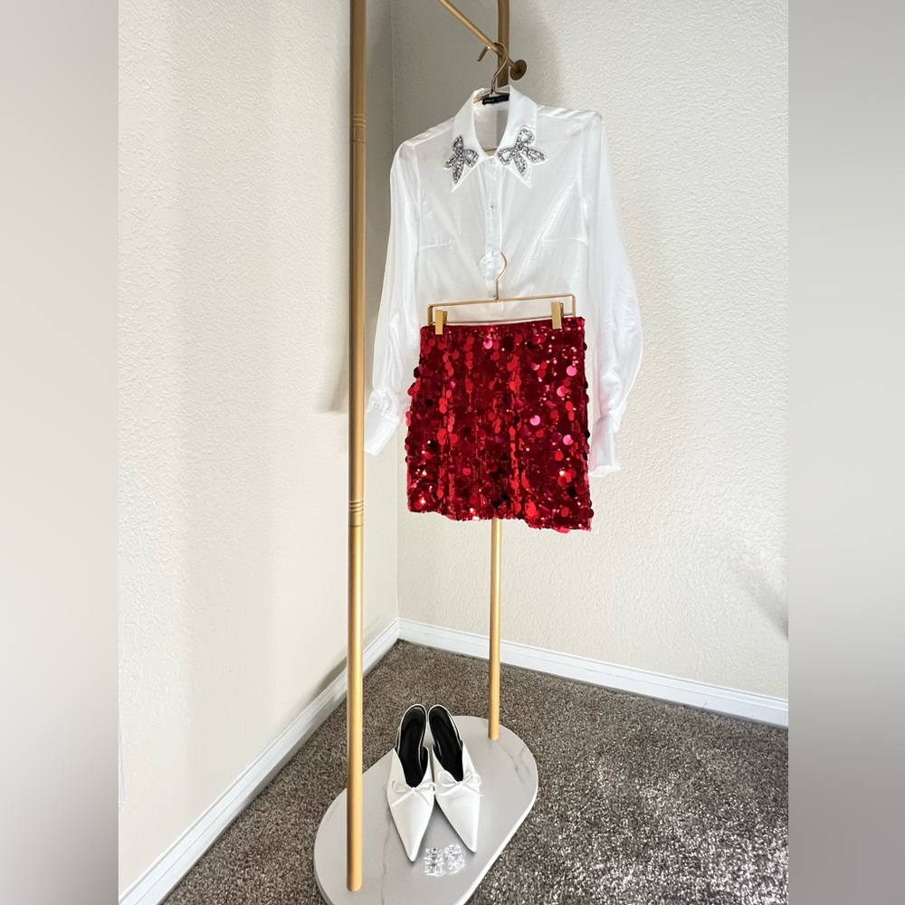 White Blouse with Silver Embellishments